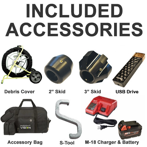 Accessories Included with the MiniVu Sewer Camera System
